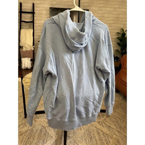 Aerie Blue Light Weight Fleece Pullover Hooded Sweatshirt Womens Size XXS - Picture 3 of 8